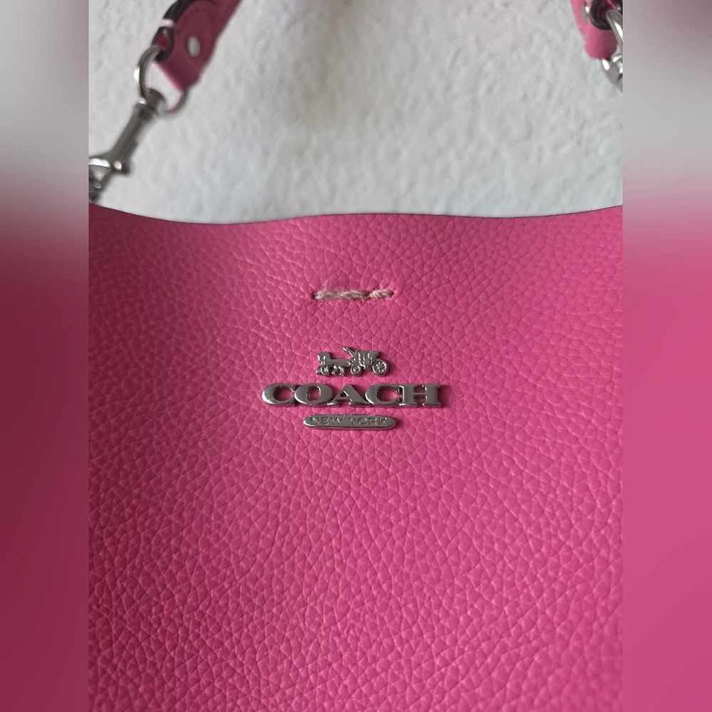 Coach Pink Leather Shoulder Bucket Bag Purse - Picture 2 of 13
